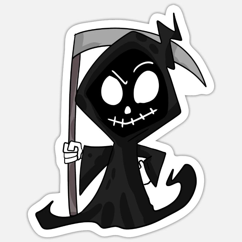 Sensenmann mit Sense - Halloween - Sticker Größe S (10 x 10 cm) - Mattweiß