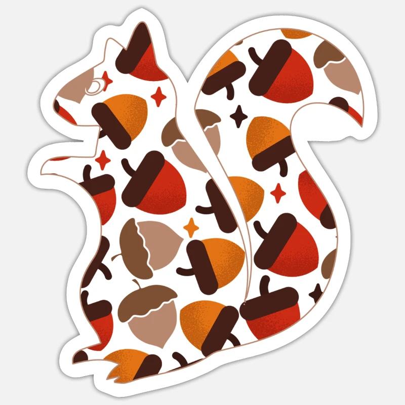 Squirrel Pattern Type Color Background Nut Sticker size S (10 x 10 cm)