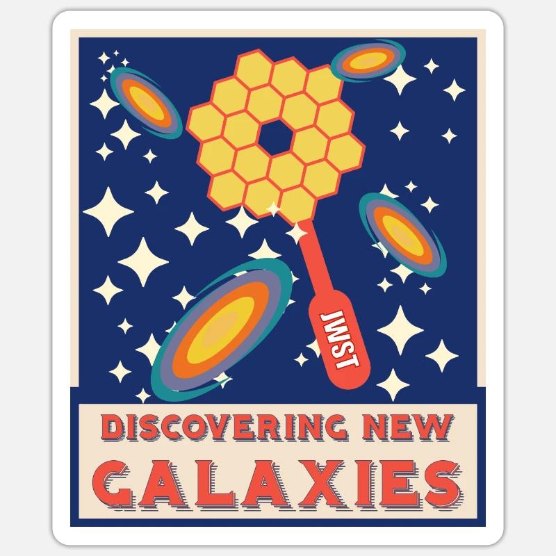 À la découverte de nouvelles galaxies - Sticker taille S (10 x 10 cm) - blanc mat