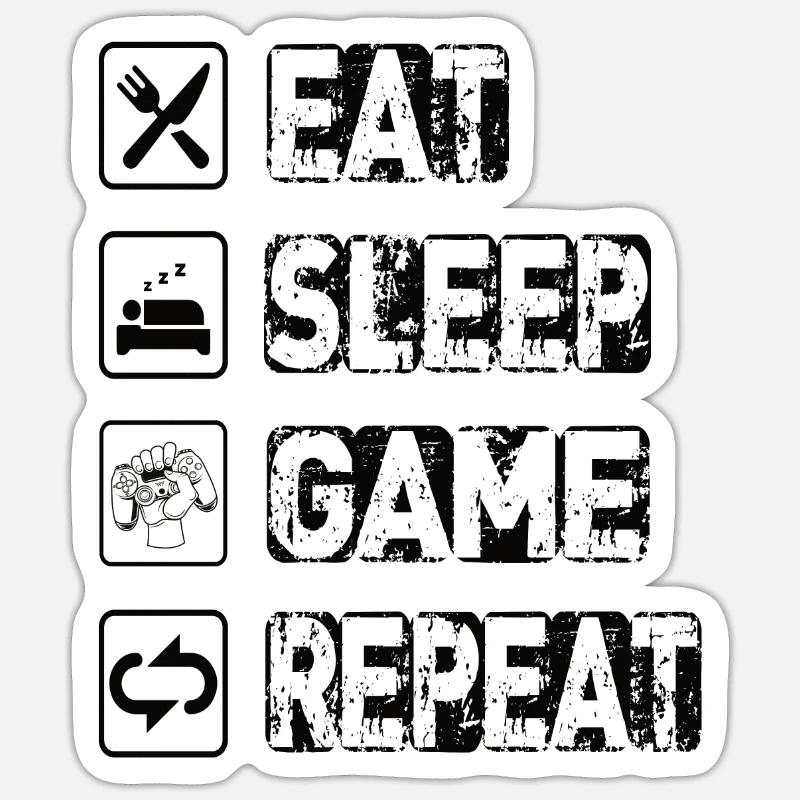 Eat Sleep Game Repeat - Sticker size S (10 x 10 cm) - white matte