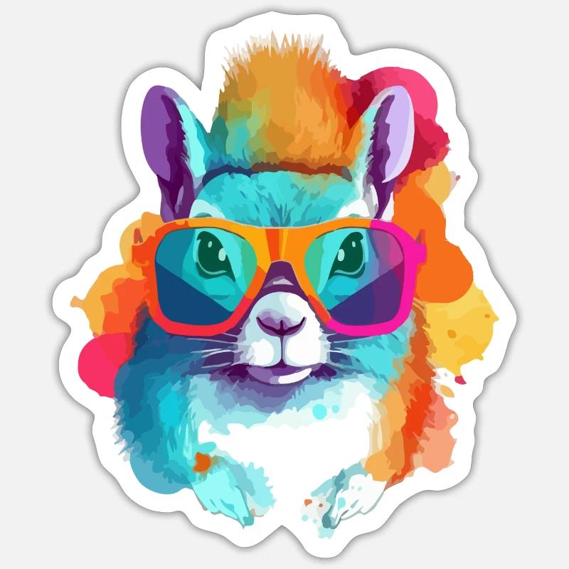 Tim das Brillenhörnchen - Sticker Größe S (10 x 10 cm) - Mattweiß
