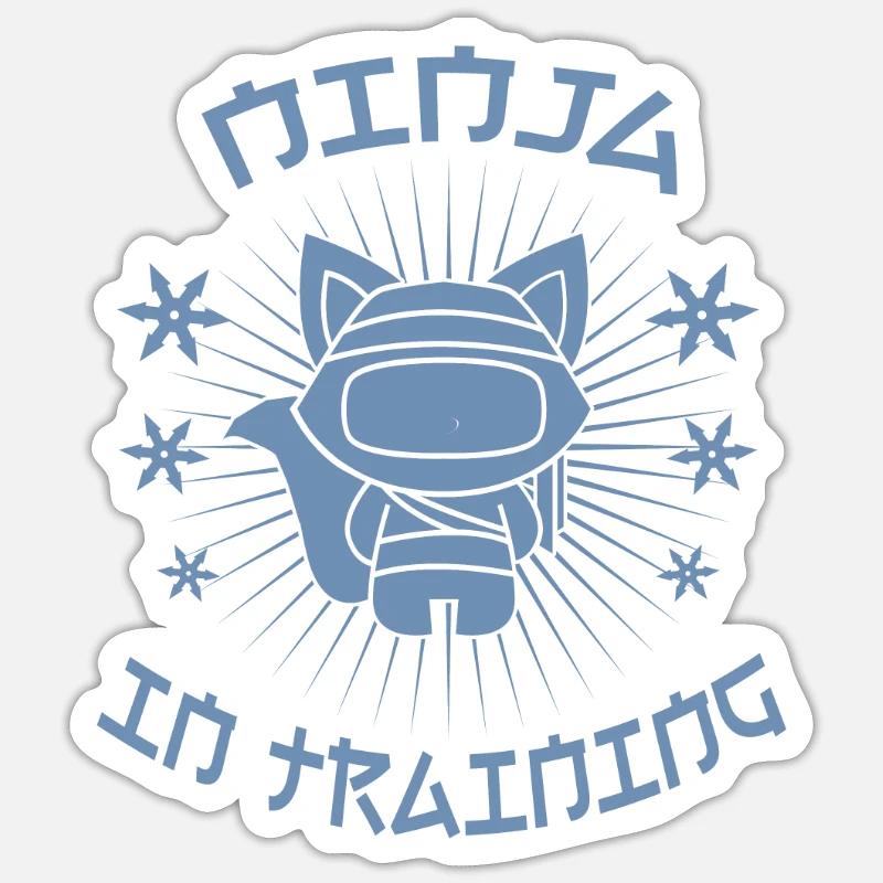 Ninja katze Ninja in Training Sticker Größe S (10 x 10 cm)