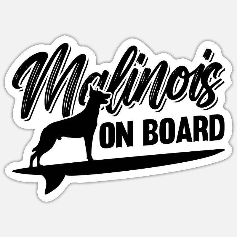 Malinois On Board Belgian Shepherd Malinois Lover - Sticker Größe S (10 x 10 cm) - Mattweiß
