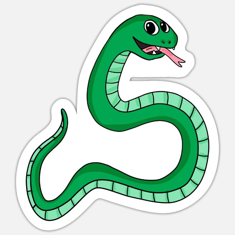 Serpent - Serpent vert - Sticker taille S (10 x 10 cm) - blanc mat