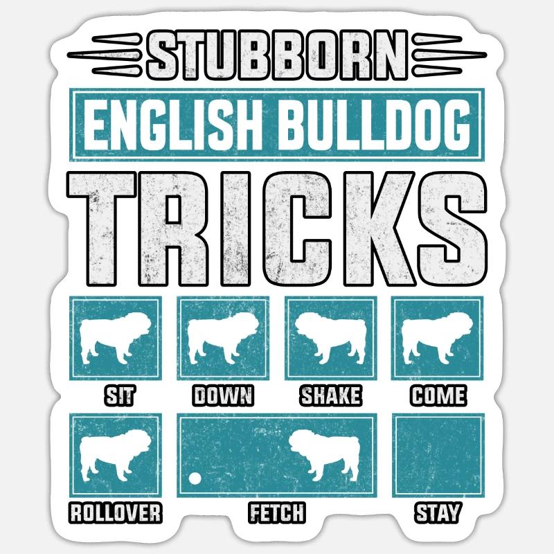 Astuces de bouledogue anglais têtus - Sticker taille S (10 x 10 cm) - blanc mat