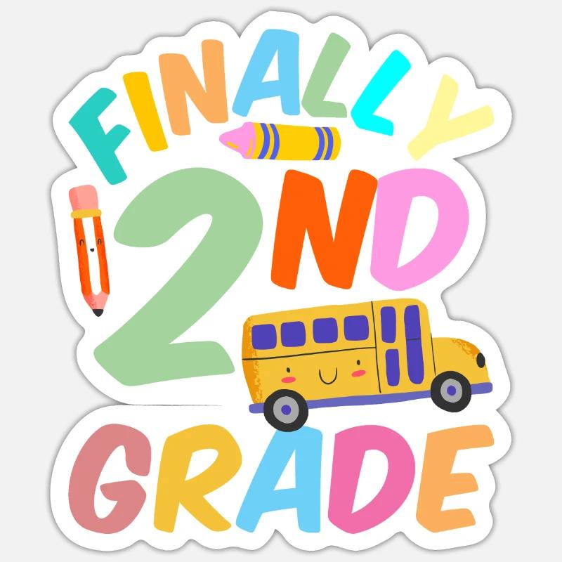 Endlich Zweite Klasse Lehrer Schule Zweitklässler Sticker Größe S (10 x 10 cm)