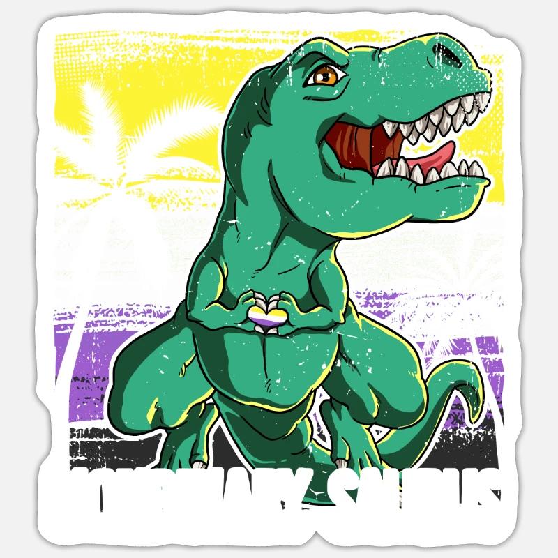 Pride LGBTQ Nonbinary Saurus Kostüm Pride Month Sticker Größe S (10 x 10 cm)