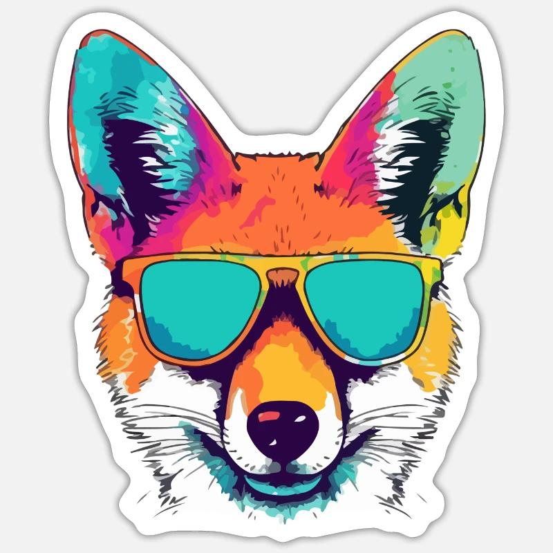 Hector le coyote - Sticker taille S (10 x 10 cm) - blanc mat