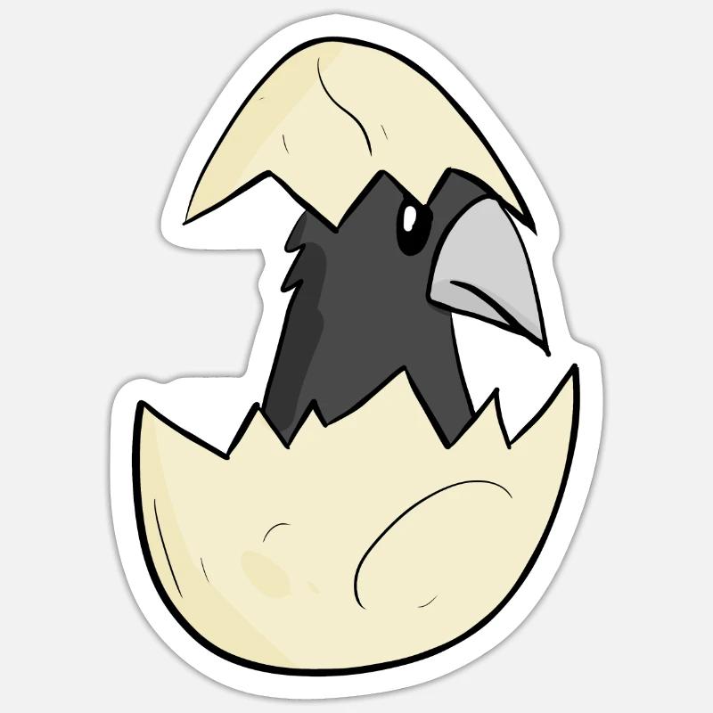 Bébé corbeau - Sticker taille S (10 x 10 cm) - blanc mat