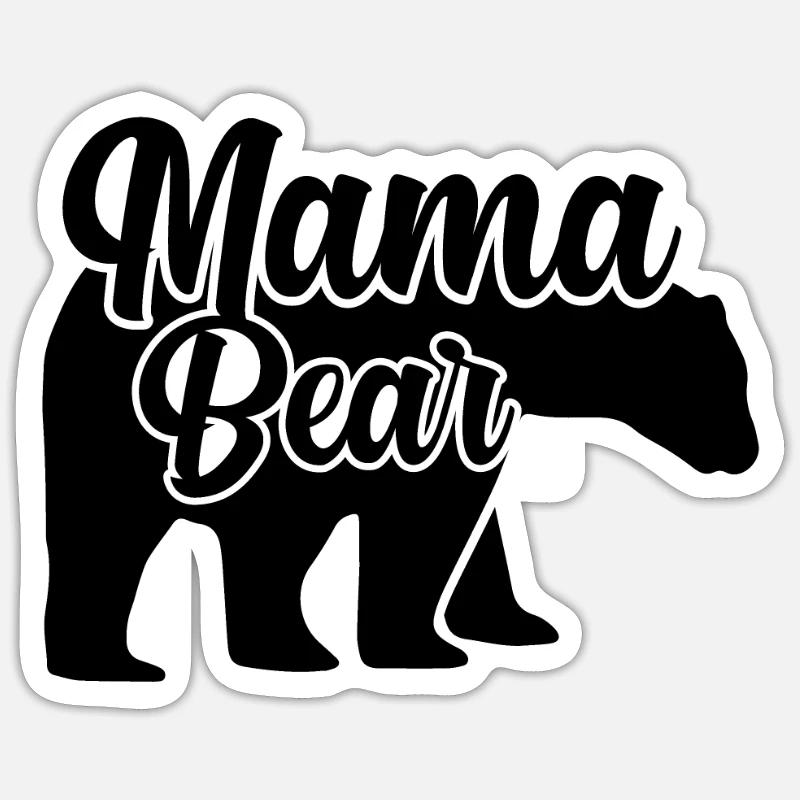 Mama Bear Baer Mama Tshirt - Sticker taille S (10 x 10 cm) - blanc mat