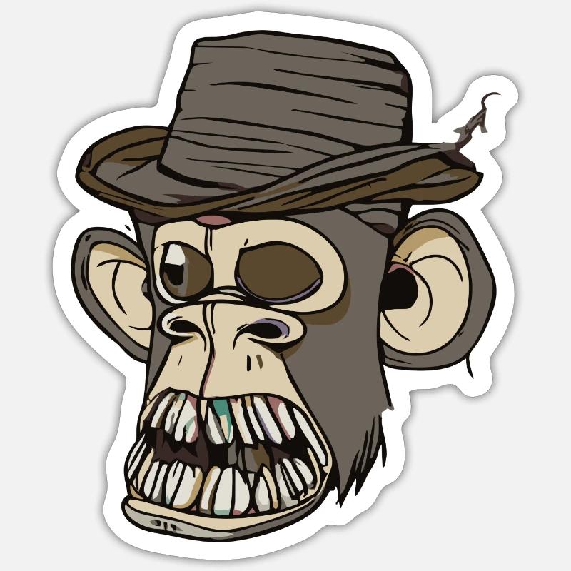 Affe - Sticker Größe S (10 x 10 cm) - Mattweiß