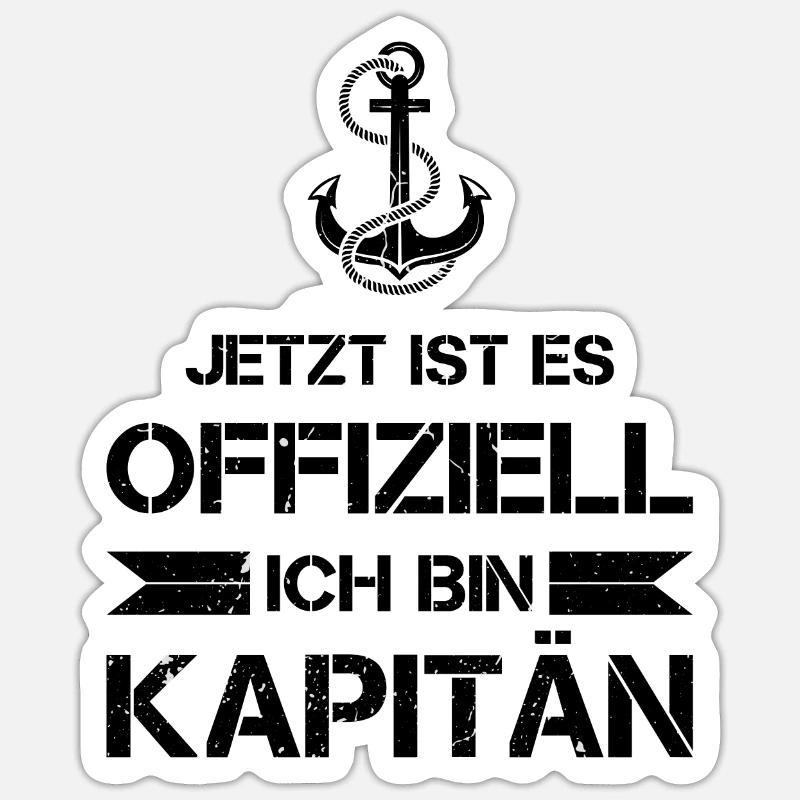 Bootsführerschein Kapitän Motorboot Boot Geschenk - Sticker Größe S (10 x 10 cm) - Mattweiß
