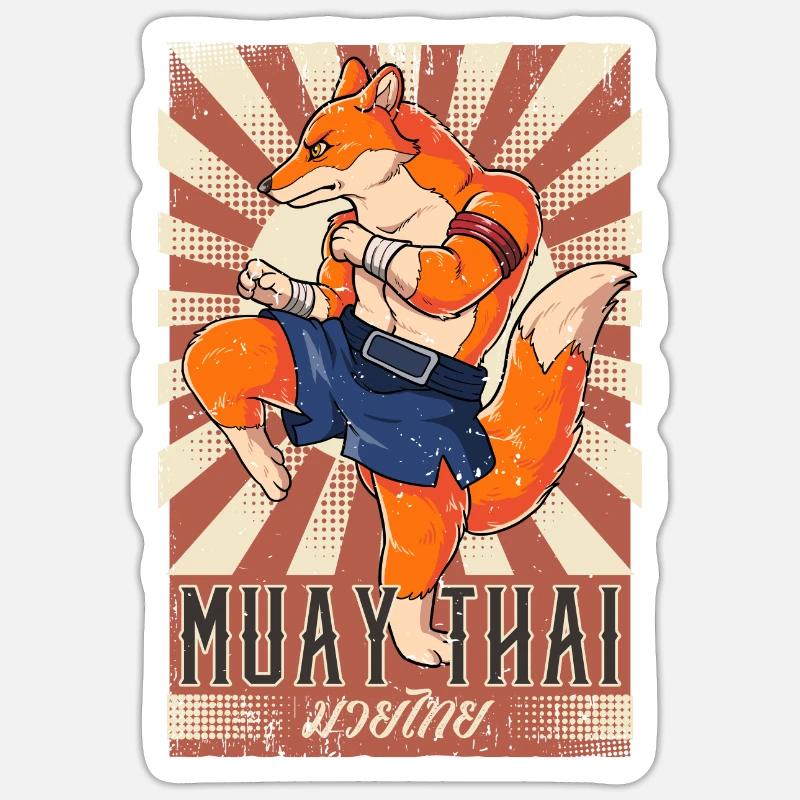 Muay Thaï - Sticker taille S (10 x 10 cm) - blanc mat