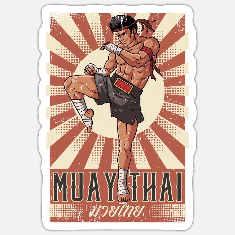 Muay Thaï - Sticker taille S (10 x 10 cm) - blanc mat