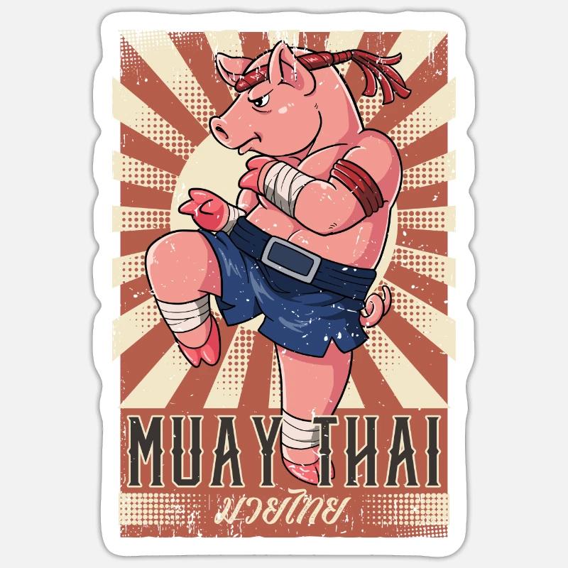 Muay Thaï - Sticker taille S (10 x 10 cm) - blanc mat
