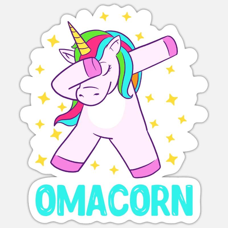 Omacorn Großmutter Muttertag Einhorn Fans Sticker Größe S (10 x 10 cm)