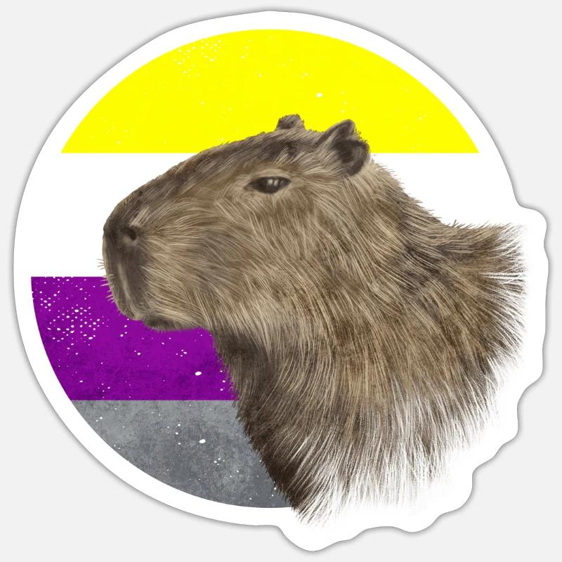 Non Binary Pride Flag Capybara Sublte LGBTQ - Sticker size S (10 x 10 cm) - white matte