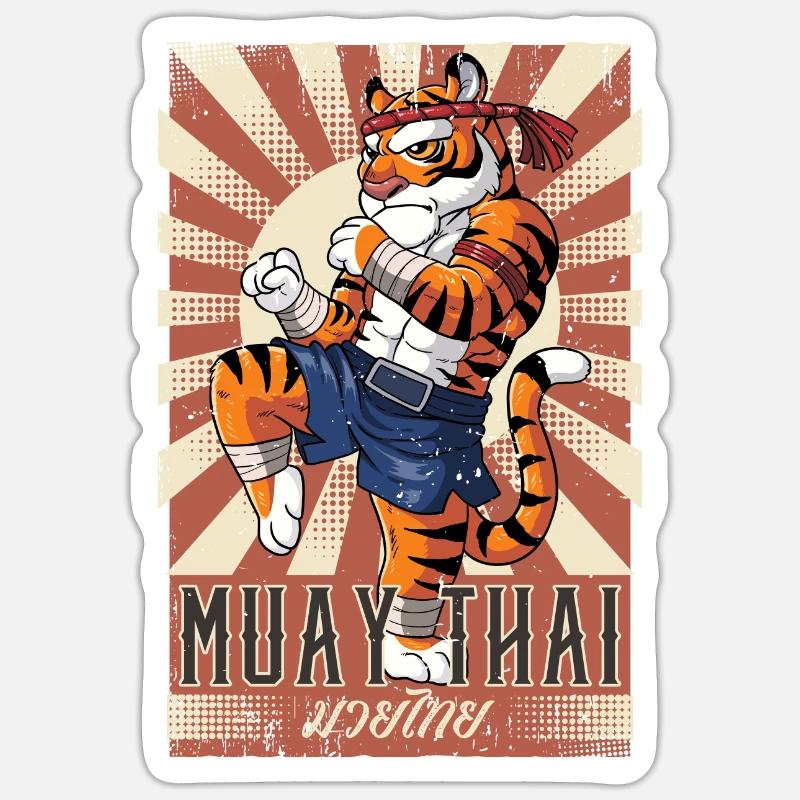 Muay Thai - Sticker Größe S (10 x 10 cm) - Mattweiß