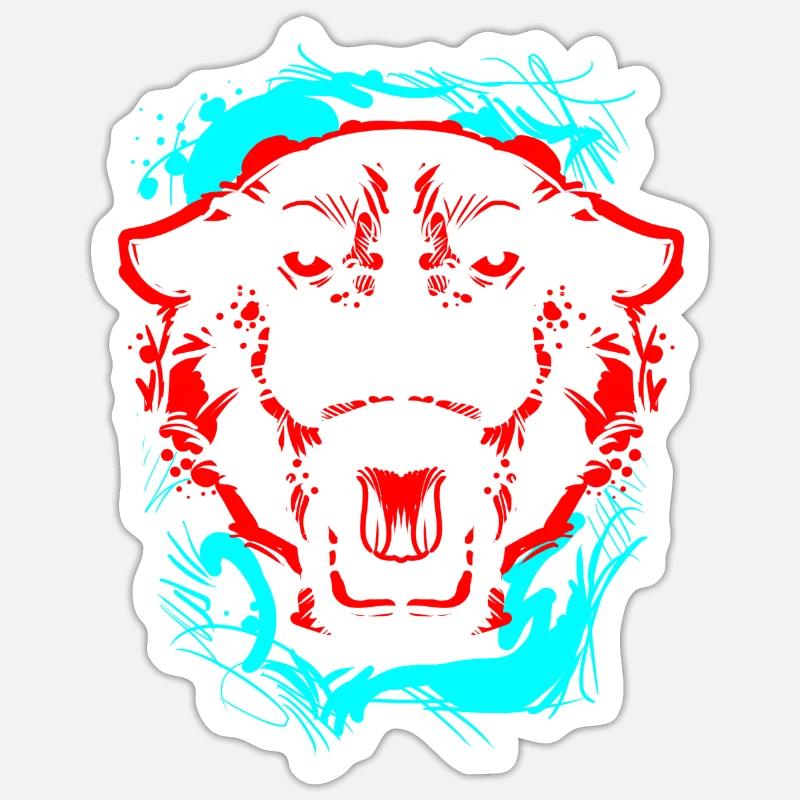 L.Gor Tiger - Sticker Größe S (10 x 10 cm) - Mattweiß