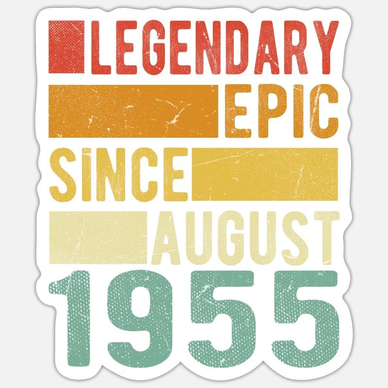Anniversaire: Août 1955 Épopée légendaire - Sticker taille S (10 x 10 cm) - blanc mat