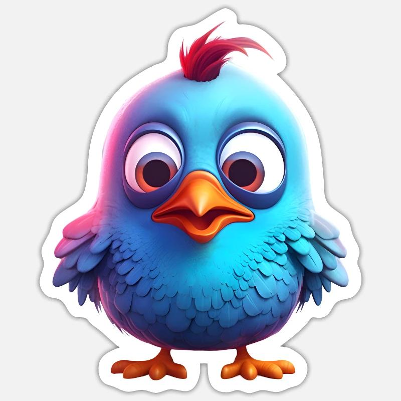 Mignon bébé oiseau - Sticker taille S (10 x 10 cm) - blanc mat