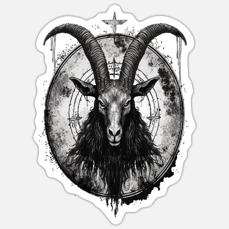 Gothic Baphomet Witches Witchcraft Ritual Dark - Sticker Größe S (10 x 10 cm) - Mattweiß