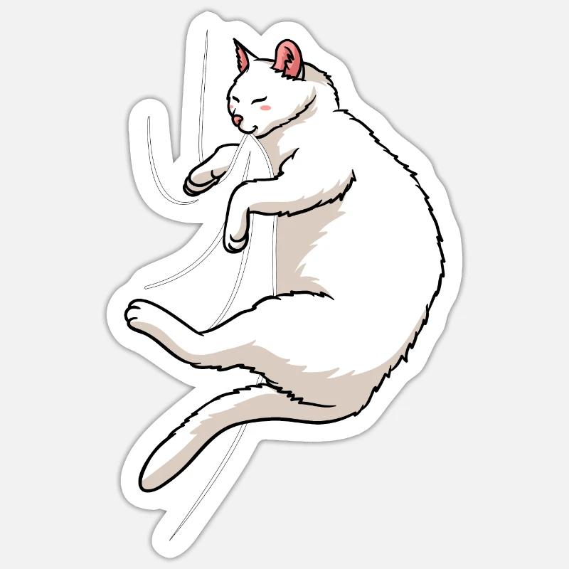 Biting Cat - Sticker size S (10 x 10 cm) - white matte