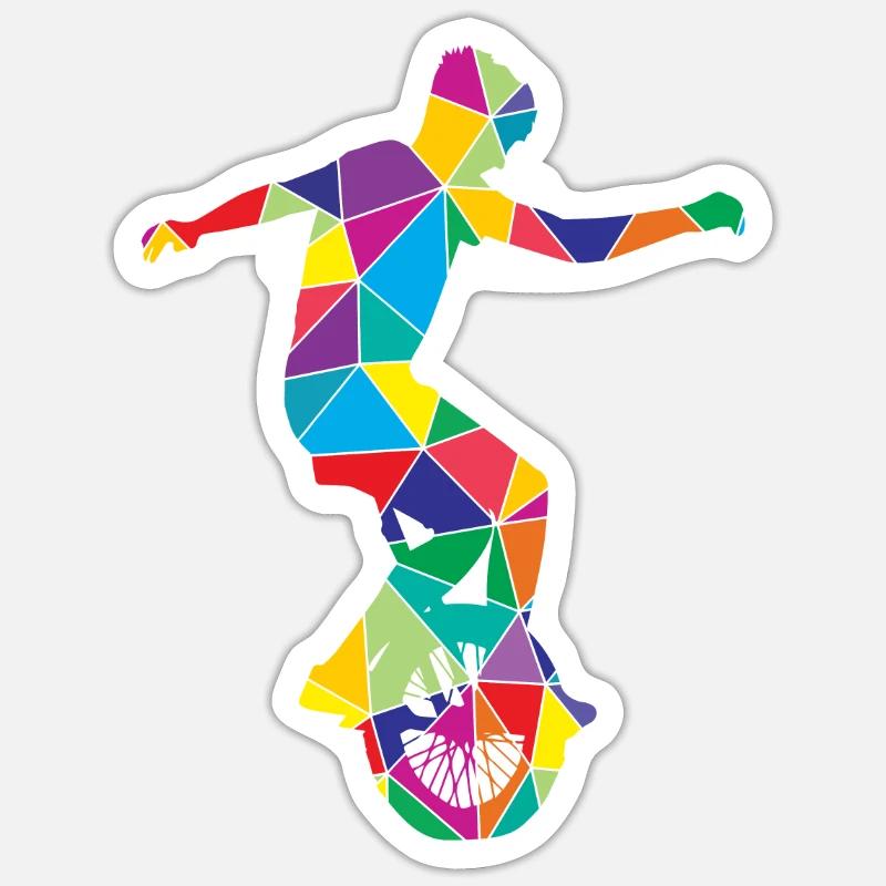 Einrad Polygon Einradfahrer - Sticker Größe S (10 x 10 cm) - Mattweiß