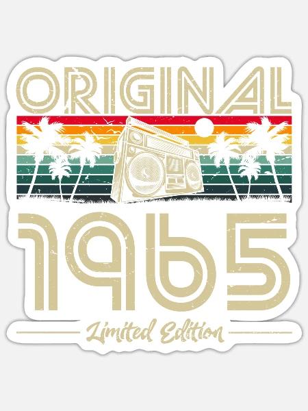1965 Geburtstag geboren im Jahr 1965 Retro Vintage - Sticker Größe S (10 x 10 cm) - Mattweiß