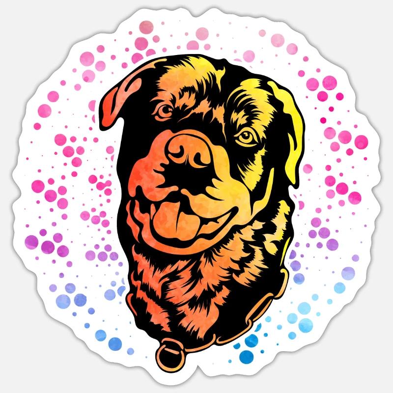 Rottweiler Rétro - Sticker taille S (10 x 10 cm) - blanc mat