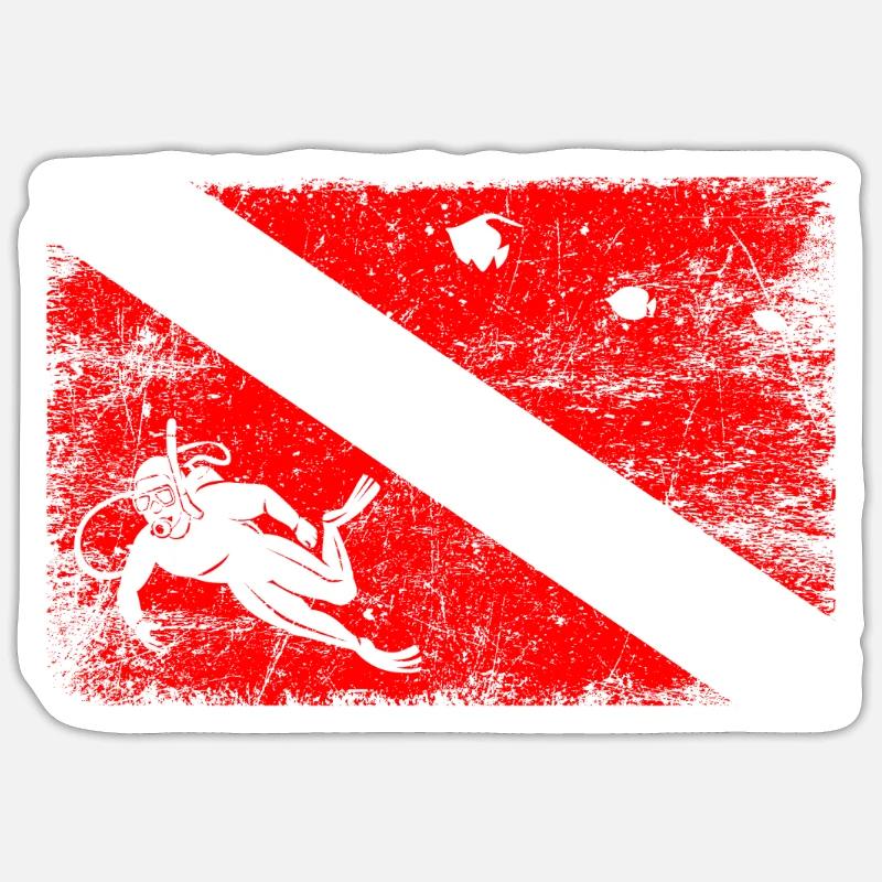 Dive Master Professional Diver Diving Flags Sticker size S (10 x 10 cm)