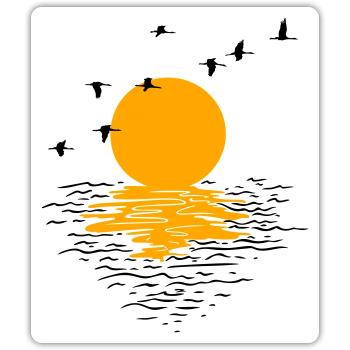 Grues d’oies sauvages Printemps - Sticker taille S (10 x 10 cm) - blanc mat - Devant