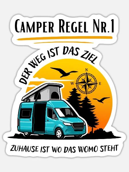 Camper Regel Nr.1- Kastenwagen Wohnmobil Spruch - Sticker Größe S (10 x 10 cm) - Mattweiß