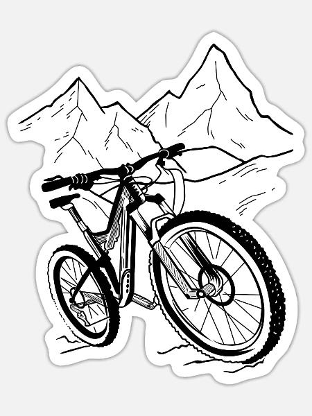 MTB Fahrrad Mountainbike Radsport Mountainbiker - Sticker Größe S (10 x 10 cm) - Mattweiß