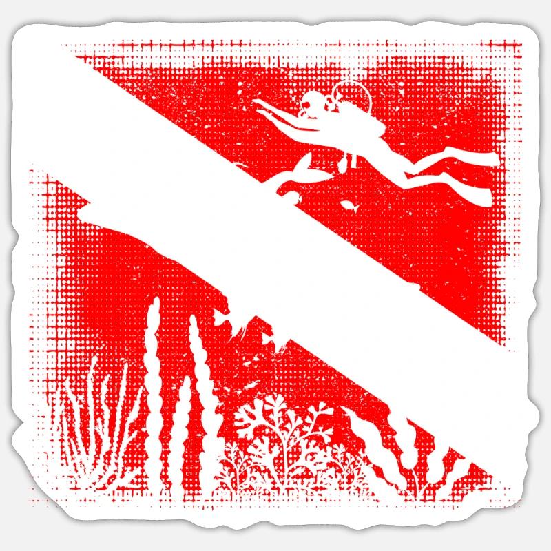 Scuba Dive Flag Tieftauchen Divemaster Tauchlehrer - Sticker Größe S (10 x 10 cm) - Mattweiß