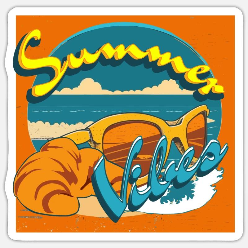 Summer vibes Retro style - Sticker size S (10 x 10 cm) - white matte