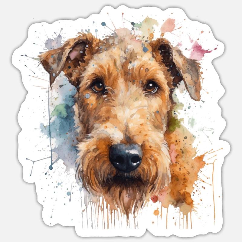Airedale Terrier - Sticker taille S (10 x 10 cm) - blanc mat