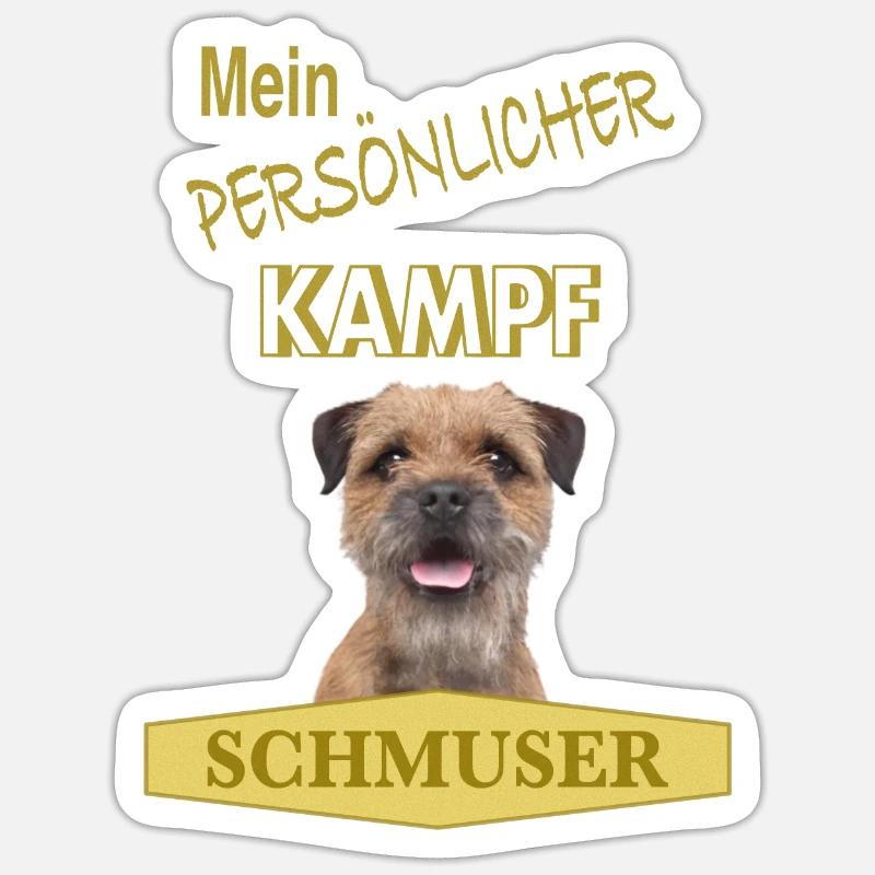Persönlicher Kampfschmuser - Border Terrier - Sticker Größe S (10 x 10 cm) - Mattweiß
