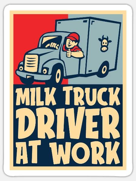 Kuh Milch Treiber Milchwagen - Sticker Größe S (10 x 10 cm) - Mattweiß
