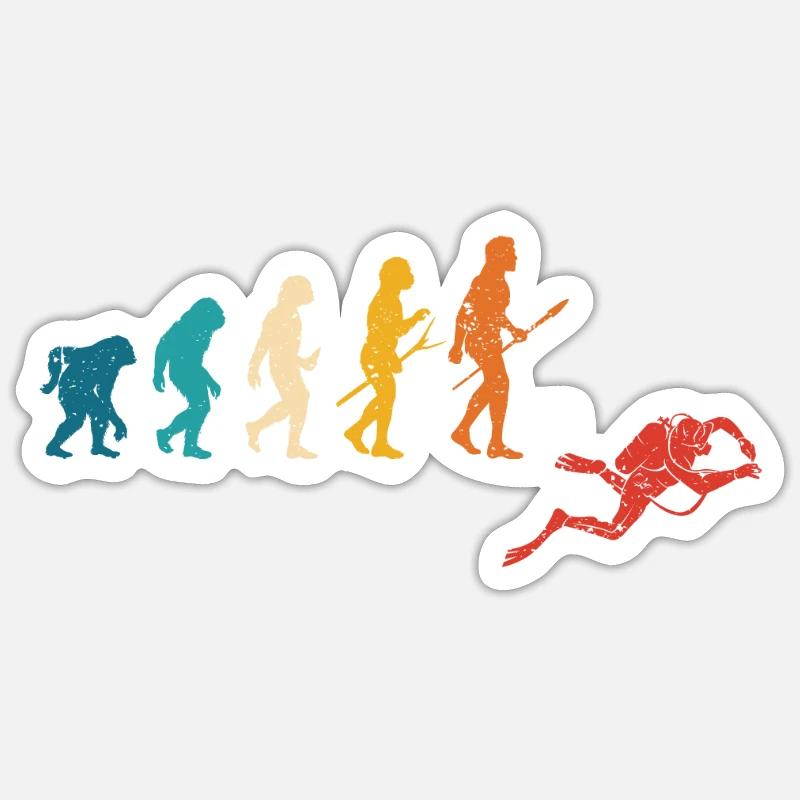Évolution du plongeur drôle de plongeur Sticker taille S (10 x 10 cm)
