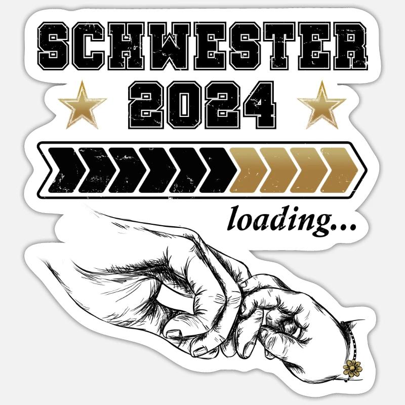 Schwester 2024 Loading - Sticker Größe S (10 x 10 cm) - Mattweiß