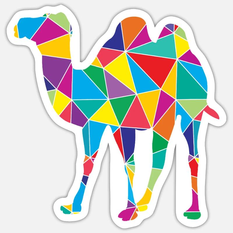 Kamel Polygon Wüste Kunst - Sticker Größe S (10 x 10 cm) - Mattweiß