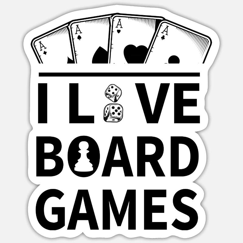 boardgame chess backgammon game night - Sticker Größe S (10 x 10 cm) - Mattweiß