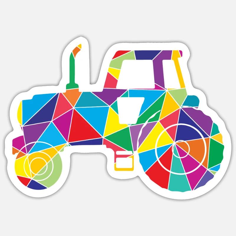 Low Poly Farm Tractor Poly Farm - Sticker size S (10 x 10 cm) - white matte