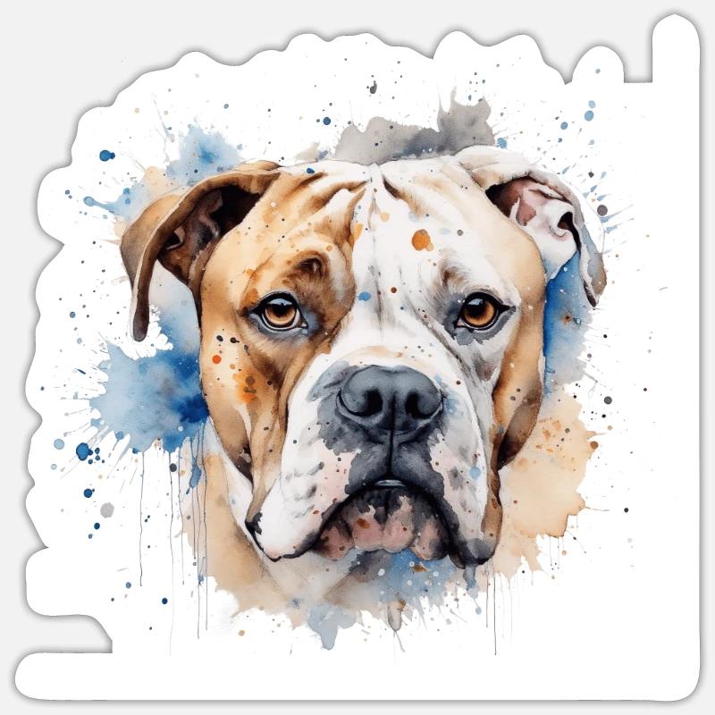 Bouledogue américain - Sticker taille S (10 x 10 cm) - blanc mat
