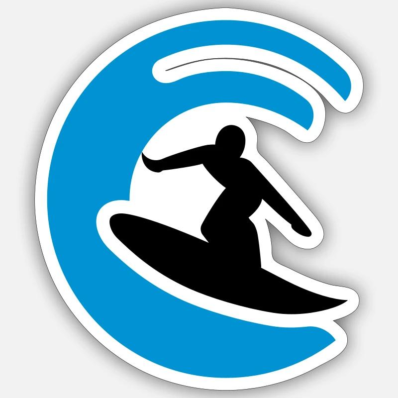 surfer logo - Sticker Größe S (10 x 10 cm) - Mattweiß