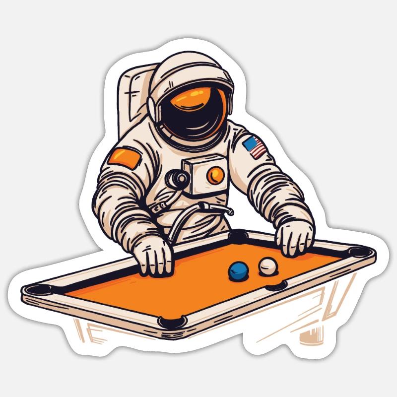 Astronaute de billard - Sticker taille S (10 x 10 cm) - blanc mat