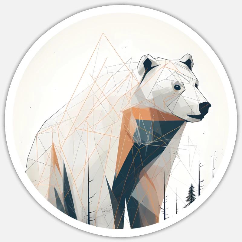 Illustration eines Bären Wald minimalistischen - Sticker Größe S (10 x 10 cm) - Mattweiß