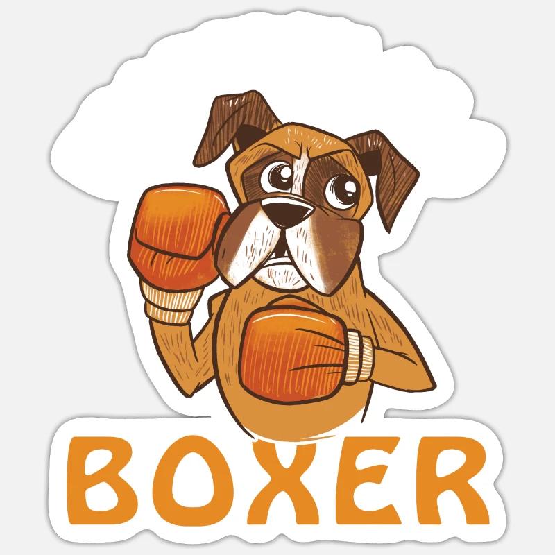 Boxer Hund Geschenke - Sticker Größe S (10 x 10 cm) - Mattweiß