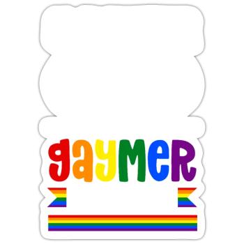 Gamer le jour Gaymer la nuit Rainbow Pride LGBTQ+ - Sticker taille S (10 x 10 cm) - blanc mat - Devant